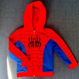Spider man zip up sweatshirt that turns into a stuffed animal. Size 8 boys
